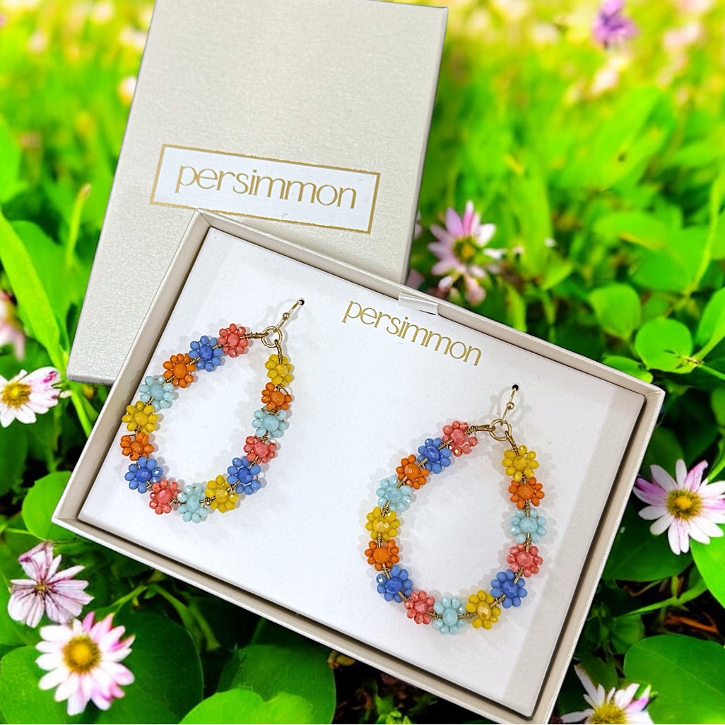 Multicolor Floral Hoop Earrings